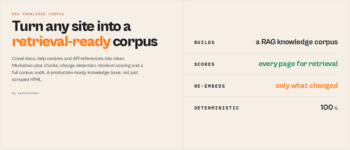 Knowledge Intelligence Engine — turn any site into a retrieval-ready RAG corpus